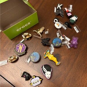 CROCS Jibbitz Charms with Black, White, and Purple Accents